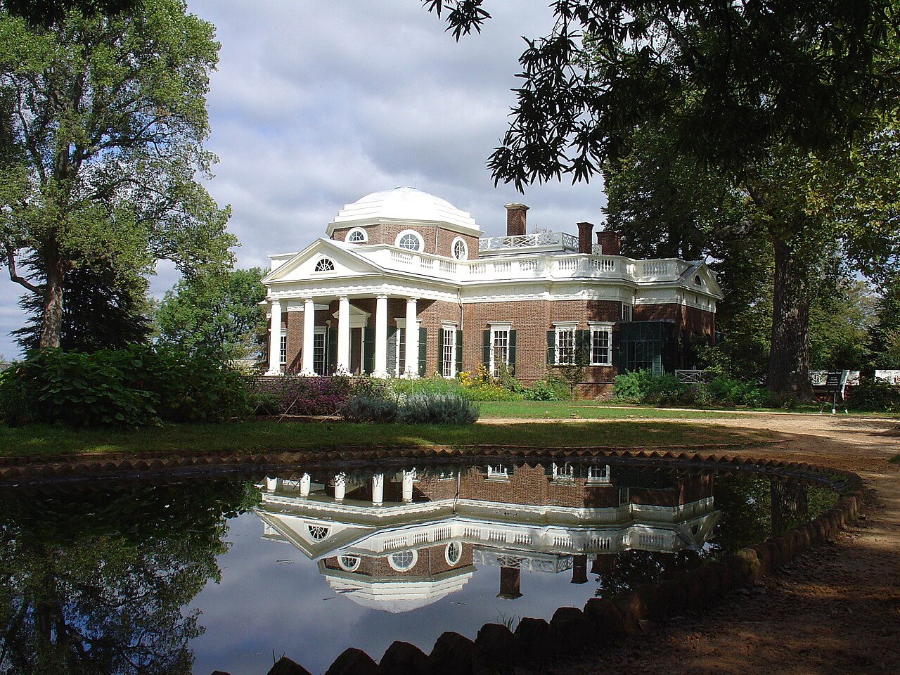 This photo was taken October 2005 at Monticello, the home of Thomas Jefferson, in Charlottesville, Virginia. The reflection is from the fish pond where Jefferson would temporarily 
