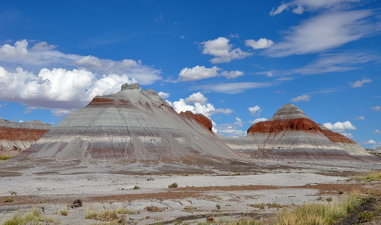 The Tepees in Petrified Forest National Park in northeastern Arizona , United States. View is toward the northwest from the main park road. According to a National Park Service (NP