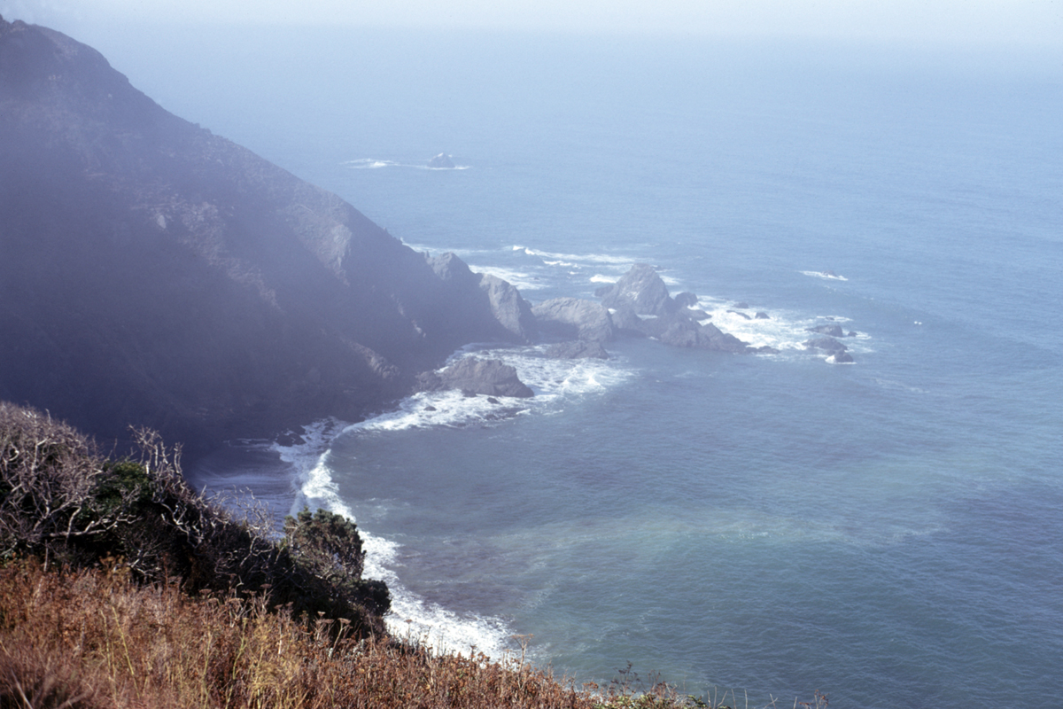 Coast of Big Sur in California. Exact place is unknown. Image taken in 1970 and reedited later.