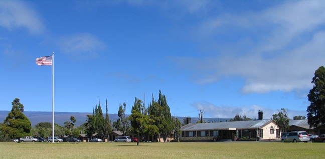 Kilauea Military Camp Front Lawn in Hawaii Volcanoes National Park