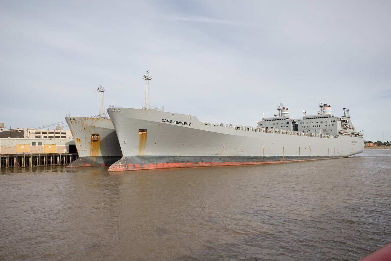 US Navy Supply Ships docked along the Mississippi River, New Orleans