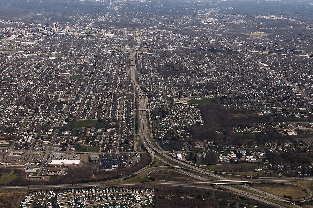 Aerial photo of Akron, Ohio.