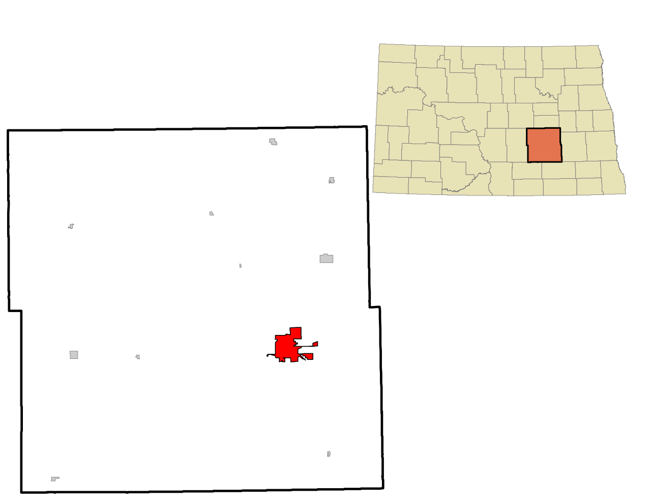 Map of Stutsman County, North Dakota highlighting Jamestown