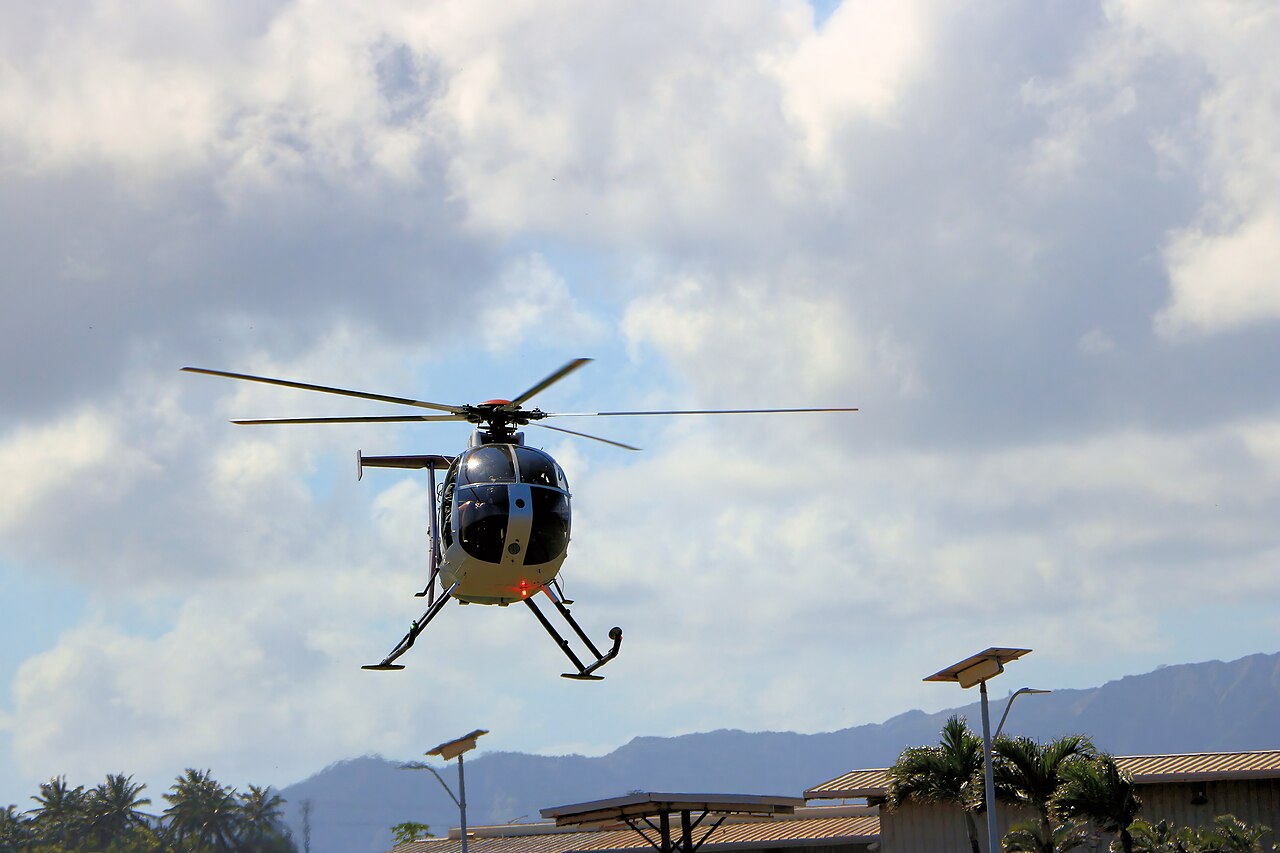 MD 500 helicopter landing in Kauai, Hawaii